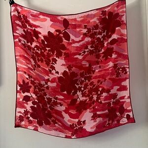 Vintage Vera Neumann Floral Silk Scarf Red Pink Square